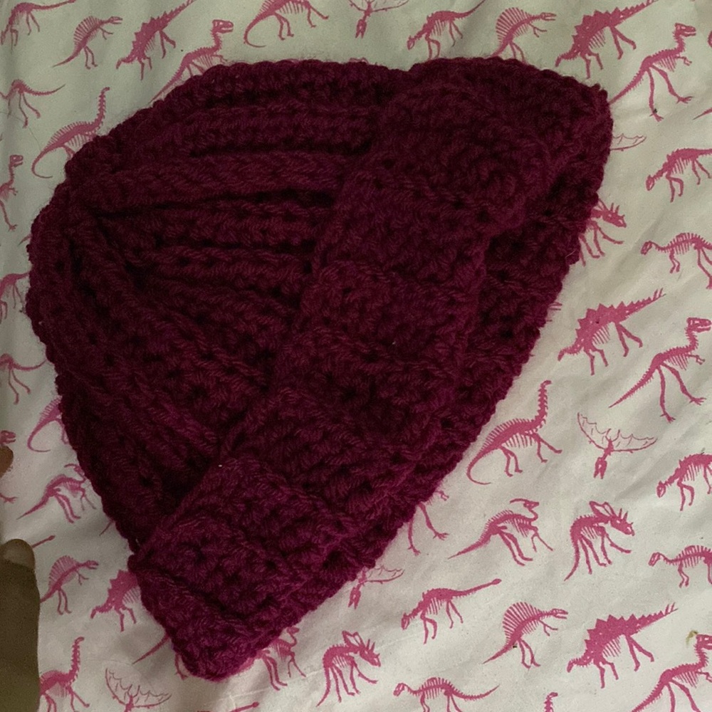 Crochet maroon beanie